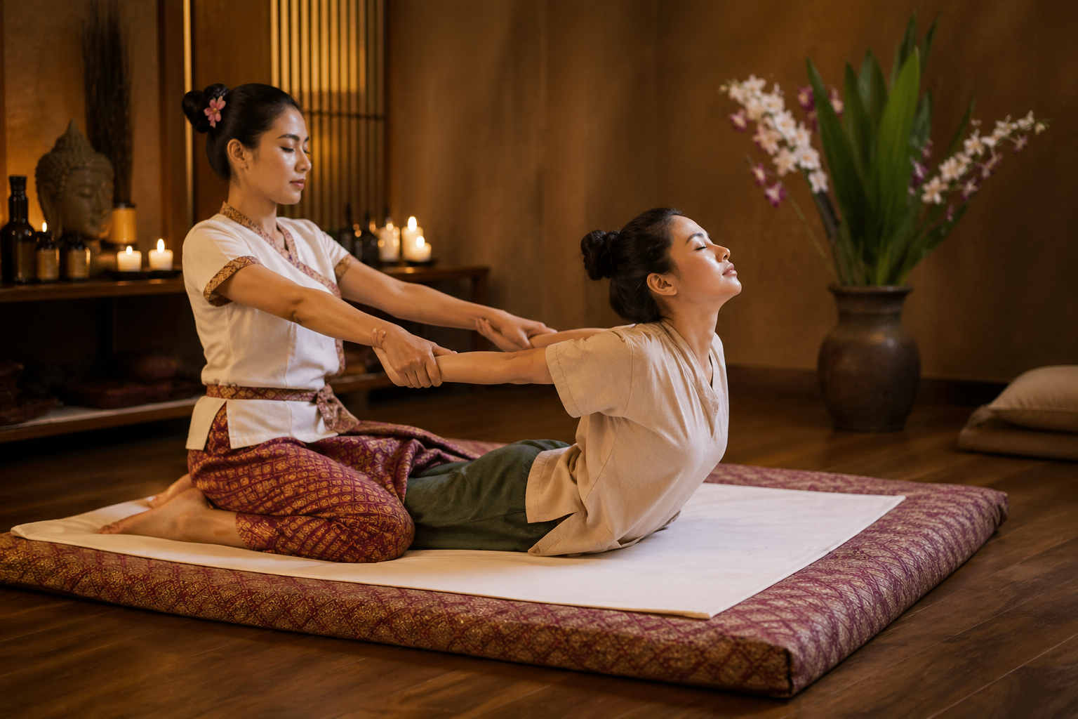 Traditional Thai massage stretching treatment in Parnell Auckland